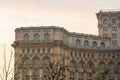 Detail view of the Palace of Parliament Palatul Parlamentului in Bucharest, capital of Romania, 2020 Royalty Free Stock Photo