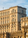 Detail view of the Palace of Parliament Palatul Parlamentului in Bucharest, capital of Romania, 2020 Royalty Free Stock Photo