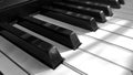 Detail view piano keyboard with black and white keys