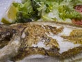 Detail view of a plate of grilled sole Royalty Free Stock Photo