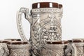 Detail view of set of beer mugs Royalty Free Stock Photo