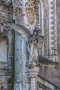 Detail view of a statue on Bussaco Palace, building of neogothic architecture