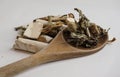 Detail view of traditional herbs used in Chinese medicine