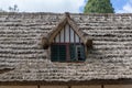 Detail view of a traditional thatched roof and window, used on traditional Madeira house Royalty Free Stock Photo