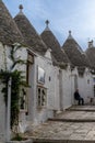 detail view of typical Trulli houses and huts in the Rione Monti District of Alberobello