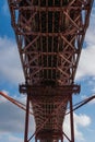 Detail view from under the 25 de Abril Bridge from the Pilar 7 Experience attraction in Lisbon