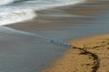 Swell on the beach in detail view