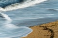 Swell on the beach in detail view