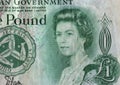 Detail of a vintage one pound bank note from Scotland. Royalty Free Stock Photo