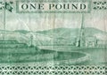 Detail of a vintage one pound bank note from Scotland. Royalty Free Stock Photo