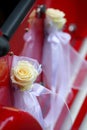 Detail of vintage red car door Royalty Free Stock Photo