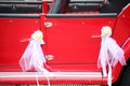 Detail of vintage red car door Royalty Free Stock Photo