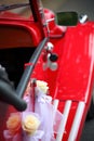 Detail of vintage red car door Royalty Free Stock Photo