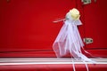 Detail of vintage red car door Royalty Free Stock Photo