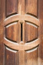 Detail of vintage solid wooden door with vertical postbox letter