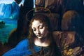 Detail of The Virgin of the Rock by Leonardo da Vinciat the National Gallery of London Royalty Free Stock Photo