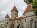 Detail of the Viru Gate and the medieval towers of the Old Town of Tallinn, Estonia Royalty Free Stock Photo