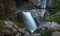 Detail of Waldbachstrub waterfall in Austria alps mountain near Hallstatt city Royalty Free Stock Photo