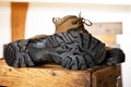 Detail of walking boots Royalty Free Stock Photo