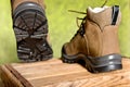 Detail of walking boots Royalty Free Stock Photo