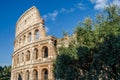 Detail of the wall of the Colosseum in a bright sunny summer day in Rome, Italy Royalty Free Stock Photo