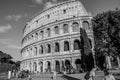 Detail of the wall of the Colosseum in a bright sunny summer day in Rome, Italy