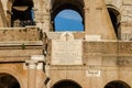 Detail of the wall of the Colosseum in a bright sunny summer day in Rome, Italy Royalty Free Stock Photo