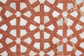 Detail of wall decoration pattern of white marble and red sandstone on the Tomb of Akbar the Great in Agra on overcast day Royalty Free Stock Photo