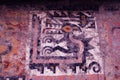 Detail of a wall painted with condors at the burial site of Lady del Cao, El Brujo archaeological site, Trujillo, Peru