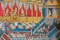 Detail of the wall paintings at the Wat Pho Temple