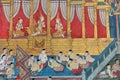 Detail of the wall paintings at the Wat Pho Temple Royalty Free Stock Photo