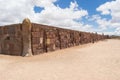 Detail of the wall in Tiwanaco ruins in Bolivia near La paz