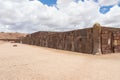 Detail of the wall in Tiwanaco ruins in Bolivia near La paz