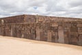 Detail of the wall in Tiwanaco ruins in Bolivia near La paz