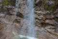 Detail of waterfalls in a stream that flows over limestone rocks Royalty Free Stock Photo