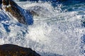 Detail of wave breaking over stones