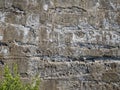 Detail of a weathered concrete wall of an abandoned structure at White River Falls State Park, Oregon, USA