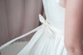 Detail on wedding dress, bride Royalty Free Stock Photo