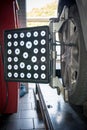Detail of wheel alignment machine camera Royalty Free Stock Photo