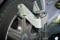 Detail of wheel alignment machine camera Royalty Free Stock Photo
