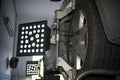Detail of wheel alignment machine camera Royalty Free Stock Photo