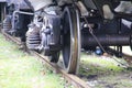 Detail of the wheels of the train Royalty Free Stock Photo