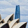 Detail of Sydney Opera House Sails and Modern Tall Tower, Australia