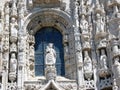 White window in manuelino style of the monastery dos JerÃÂ³nimos to Lisbon in Portugal.