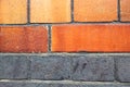 Detail of whitewashed exterior brick wall, for texture and background . Macro detail, industrial pattern.