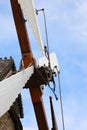 detail of the wide wooden windmill blade