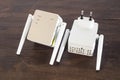 Detail of Wifi range extender Royalty Free Stock Photo