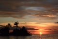 Detail of Willy Rock at sunset. White beach, station one. Boracay. Western Visayas. Philippines Royalty Free Stock Photo