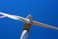Detail of a wind turbine against clear blue sky Royalty Free Stock Photo