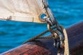 Detail of a windjammer on the Hanse Sail in Rostock, Germany Royalty Free Stock Photo